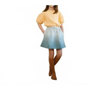 NEW THE SUNDAY COLLECTIVE organic dipdyed august skirt in cameo blue